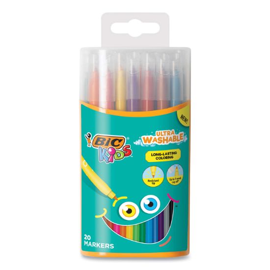 Picture of KIDS ULTRA WASHABLE MARKERS IN PLASTIC TUBE, MEDIUM BULLET TIP, ASSORTED COLORS,