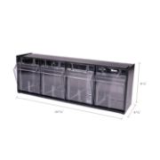Picture of deflecto® Tilt Bin Plastic Storage System w/4 Bins, 23 5/8 x 6 5/8 x 8 1/8, Black