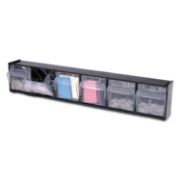 Picture of deflecto® Tilt Bin Plastic Storage System w/6 Bins, 23 5/8 x 3 5/8 x 4 1/2, Black