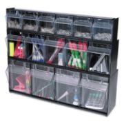 Picture of deflecto® Tilt Bin Plastic Storage System w/6 Bins, 23 5/8 x 3 5/8 x 4 1/2, Black