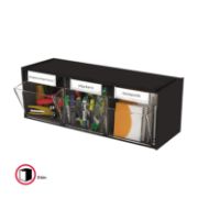 Picture of deflecto® Tilt Bin Plastic Storage System, 3 Bins, 23 5/8 x 7 3/4 x 9 1/2, Black