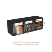 Picture of deflecto® Tilt Bin Plastic Storage System, 3 Bins, 23 5/8 x 7 3/4 x 9 1/2, Black
