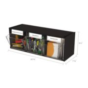 Picture of deflecto® Tilt Bin Plastic Storage System, 3 Bins, 23 5/8 x 7 3/4 x 9 1/2, Black