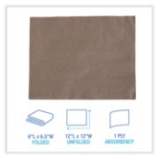 Picture of Boardwalk® 1/4-Fold Lunch Napkins, 1-Ply, 12 x 12, Kraft, 500/Pack, 12 Packs/Carton