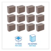 Picture of Boardwalk® 1/4-Fold Lunch Napkins, 1-Ply, 12 x 12, Kraft, 500/Pack, 12 Packs/Carton