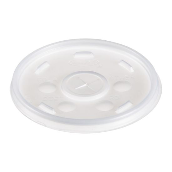Picture of PLASTIC LIDS FOR FOAM CUPS, BOWLS AND CONTAINERS, FLAT WITH STRAW SLOT, FITS 6-1