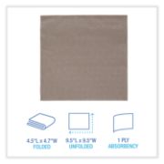 Picture of Boardwalk® Beverage Napkins, 1-Ply, 9.5" x 9.5", Kraft, 500/Pack, 8 Packs/Carton