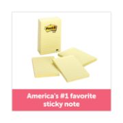 Picture of Post-it® Notes Original Pads in Canary Yellow, Lined, 4 x 6, 100-Sheet, 5/Pack