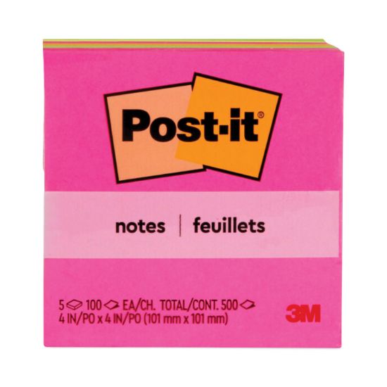 Picture of Post-it® Notes Original Pads in Cape Town Colors, 4 x 4, Plain, 100-Sheet, 5/Pack