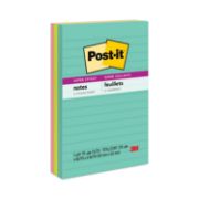 Picture of Post-it® Notes Super Sticky Pads in Miami Colors, 4 x 6, 90/Pad, 3 Pads/Pack