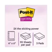 Picture of Post-it® Notes Super Sticky Recycled Notes in Bali Colors, Lined, 4 x 6, 90-Sheet, 3/Pack