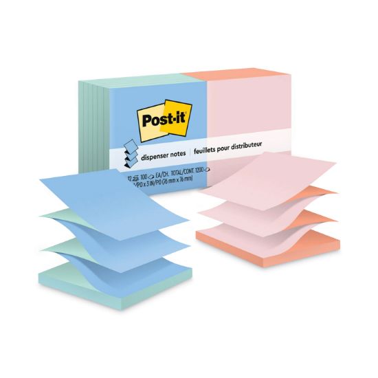 Picture of Post-it® Pop-up Notes Original Pop-up Refill, Alternating Marseille Colors, 3 x 3, 100-Sheet, 12/Pack