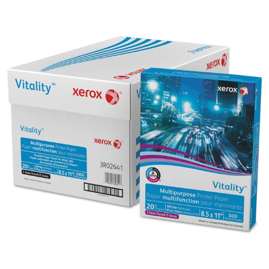 Picture of Xerox® Vitality Multipurpose 3-Hole Punched Paper, 8 1/2 x 11, White, 500 Sheets/RM