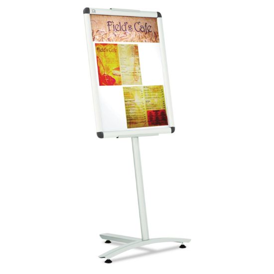 Picture of Quartet® Clip-Frame Pedestal Sign, Silver Aluminum Frame, 24 x 18