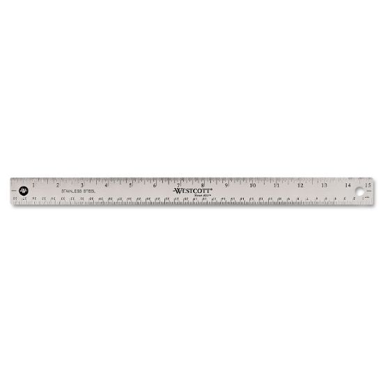 Picture of Westcott® Stainless Steel Office Ruler With Non Slip Cork Base, 15"