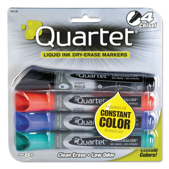 Picture of Quartet® EnduraGlide Dry Erase Marker, Chisel Tip, Assorted Colors, 4/Set