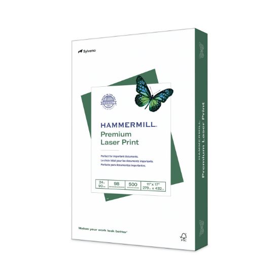 Picture of Hammermill® Laser Print Office Paper, 98 Brightness, 24lb, 11 x 17, White, 500 Sheets/Ream