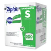 Picture of Ziploc® Resealable Sandwich Bags, 1.2mil, 6 1/2 x 6, Clear, 500/Box