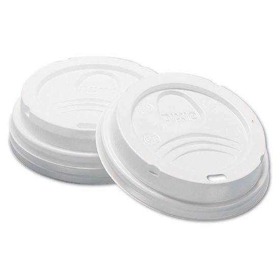Picture of Dixie® Dome Hot Drink Lids, 8oz Cups, White, 100/Sleeve, 10 Sleeves/Carton