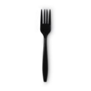 Picture of Dixie® Individually Wrapped Heavyweight Utensils, Fork, Plastic, Black, 1000/Carton
