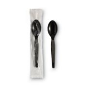 Picture of Dixie® Individually Wrapped Teaspoons, Plastic, Black 1000/Carton
