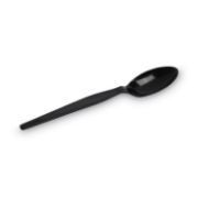Picture of Dixie® Individually Wrapped Teaspoons, Plastic, Black 1000/Carton