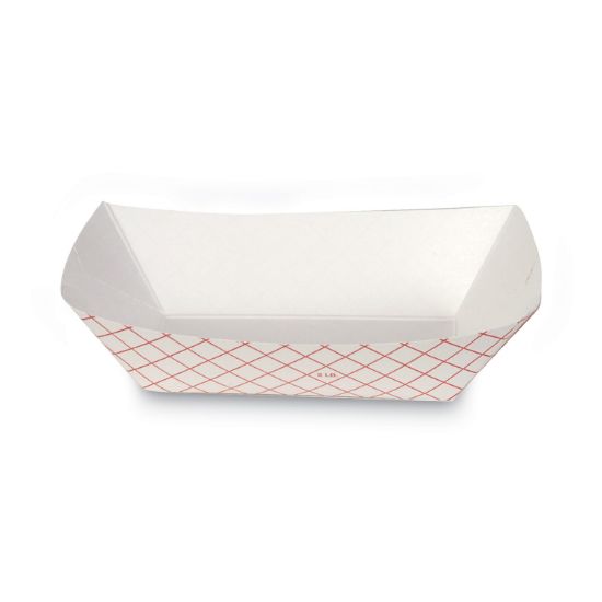 Picture of Dixie® Kant Leek Polycoated Paper Food Tray, 4 7/10 x 1 3/5 x 6 1/4, Red Plaid, 1000/CT