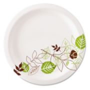 Picture of Dixie® Pathways Soak-Proof Shield Mediumweight Paper Plates, 6 7/8", Grn/Burg, 1000/Ct