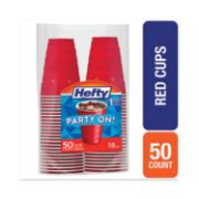 Picture of Hefty® Easy Grip Disposable Plastic Party Cups, 18 oz, Red, 50/Pack, 12 Packs/Carton