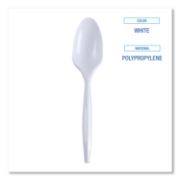 Picture of Boardwalk® Heavyweight Polystyrene Cutlery, Teaspoon, White, 1000/Carton