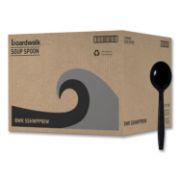 Picture of Boardwalk® Heavyweight Wrapped Polypropylene Cutlery, Soup Spoon, Black, 1000/Carton
