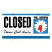 Picture of COSCO Open/Closed Outdoor Sign, 11.6 x 6", Blue/White/Black