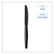 Picture of Boardwalk® Heavyweight Wrapped Polystyrene Cutlery, Knife, Black, 1000/Carton