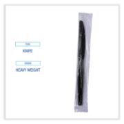 Picture of Boardwalk® Heavyweight Wrapped Polystyrene Cutlery, Knife, Black, 1000/Carton