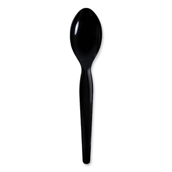 Picture of Boardwalk® Heavyweight Wrapped Polystyrene Cutlery, Teaspoon, Black, 1000/Carton