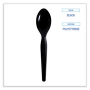 Picture of Boardwalk® Heavyweight Wrapped Polystyrene Cutlery, Teaspoon, Black, 1000/Carton
