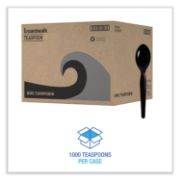Picture of Boardwalk® Heavyweight Wrapped Polystyrene Cutlery, Teaspoon, Black, 1000/Carton