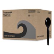 Picture of Boardwalk® Heavyweight Wrapped Polystyrene Cutlery, Teaspoon, Black, 1000/Carton