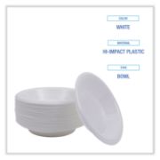 Picture of Boardwalk® Hi-Impact Plastic Dinnerware, Bowl, 10-12 oz, White, 1000/Carton