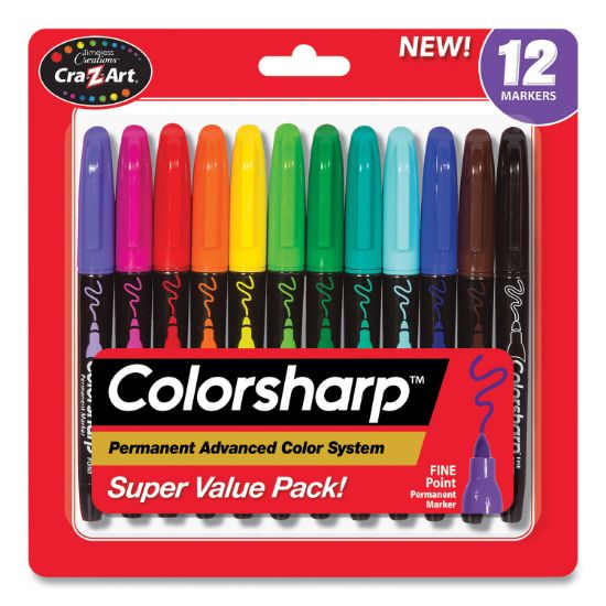 Picture of Cra-Z-Art® Colorsharp Permanent Markers, Fine Bullet Tip, Assorted Colors, 12/Set