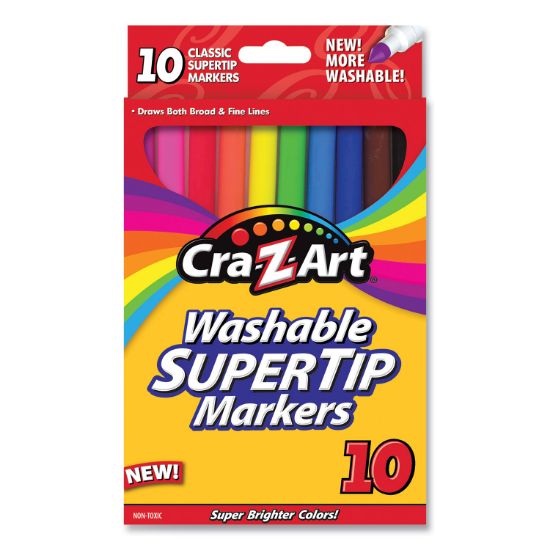 Picture of Cra-Z-Art® Washable SuperTip Markers, Broad/Fine Bullet Tip, Assorted Colors, 10/Set