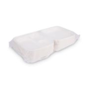 Picture of Eco-Products® Renewable & Compost Sugarcane Clamshells 3-Cmpt- 9" x 9" x 3", 50/Pk, 4 Pk/Ct