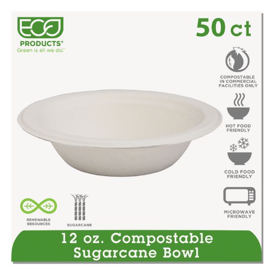 Picture of Eco-Products® Renewable & Compostable Sugarcane Bowls - 12oz., 50/PK