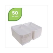Picture of Eco-Products® Renewable & Compostable Sugarcane Clamshells - 6" x 6" x 3", 50/PK, 10 PK/CT