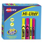 Picture of Avery® HI-LITER Desk/Pen-Style Combo Highlighter, Chisel/Bullet, Assorted Colors, 24/PK