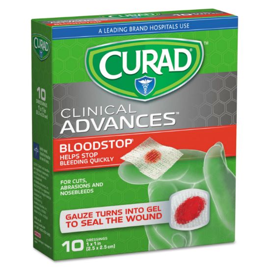 Picture of Curad® Bloodstop Sterile Hemostat Gauze Pad, 1 x 1, 10/Box