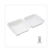 Picture of Eco-Products® Renewable & Compostable Sugarcane Clamshells - 6" x 6" x 3", 50/PK, 10 PK/CT