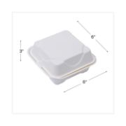 Picture of Eco-Products® Renewable & Compostable Sugarcane Clamshells - 6" x 6" x 3", 50/PK, 10 PK/CT