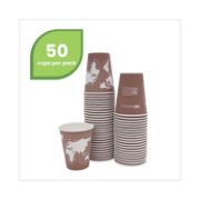 Picture of Eco-Products® World Art Renewable/Compostable Hot Cups, 8 oz, Plum, 50/Pack, 10 Pack/Carton