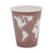 Picture of Eco-Products® World Art Renewable/Compostable Hot Cups, 8 oz, Plum, 50/Pack, 10 Pack/Carton